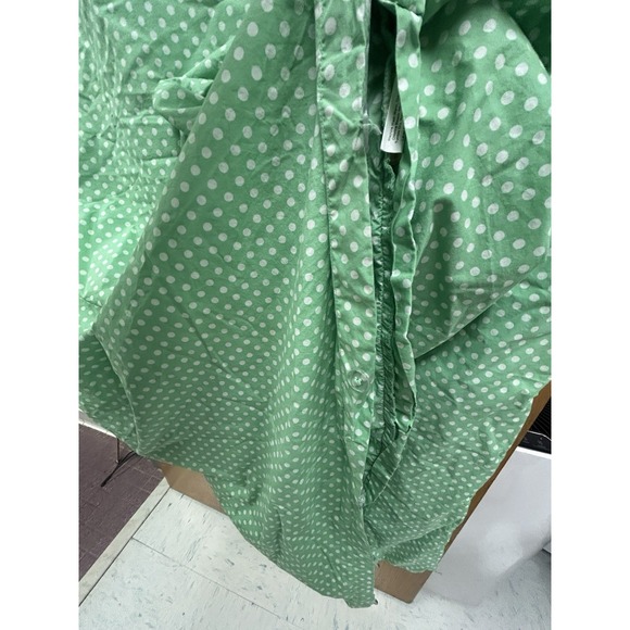 Pottery Barn Kids Twin Duvet Cover Organic Cotton Apple Green White Polka Dot - Picture 7 of 12